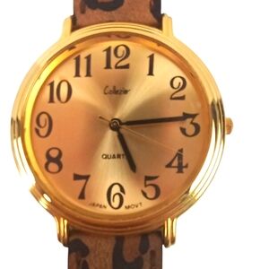 Gold Collezio Watch with Leopard Strapyou. New Battery